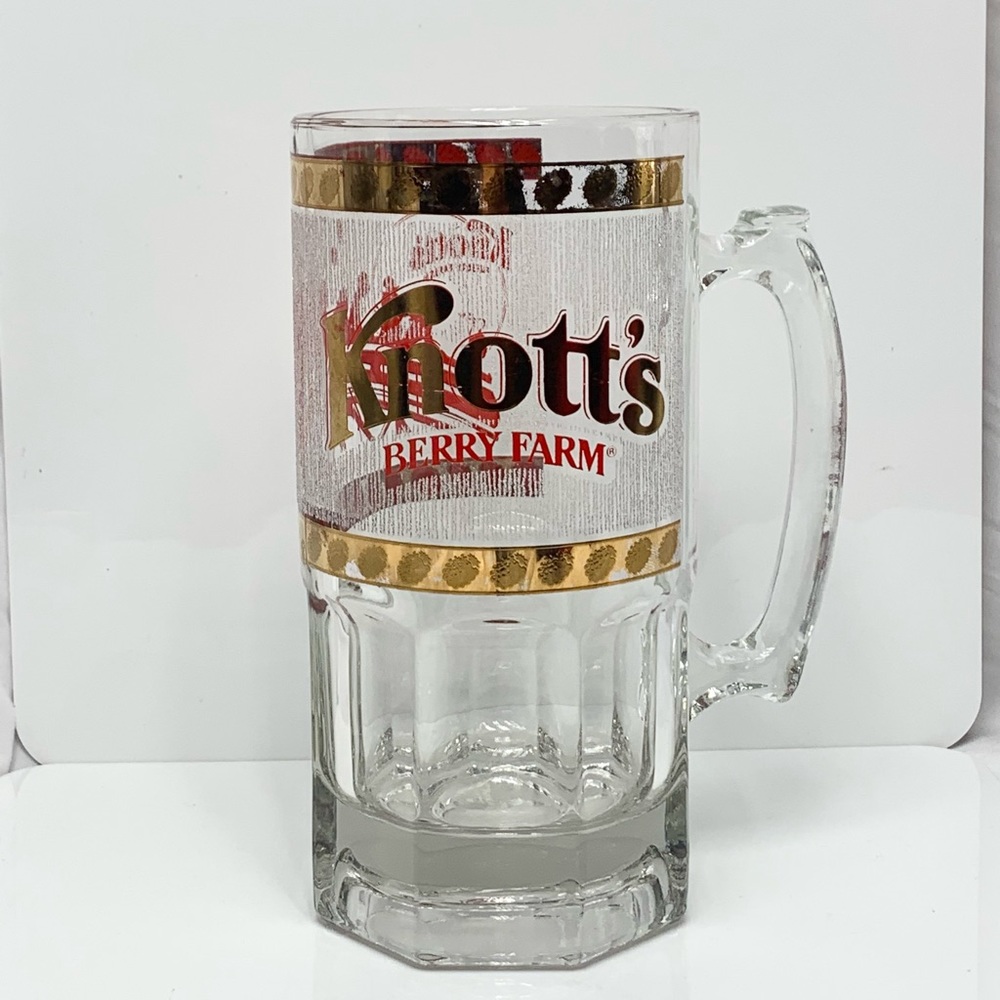 Knott's Berry Farm 22K Gold Plated Glass Beer Stein Souvenir Mug.